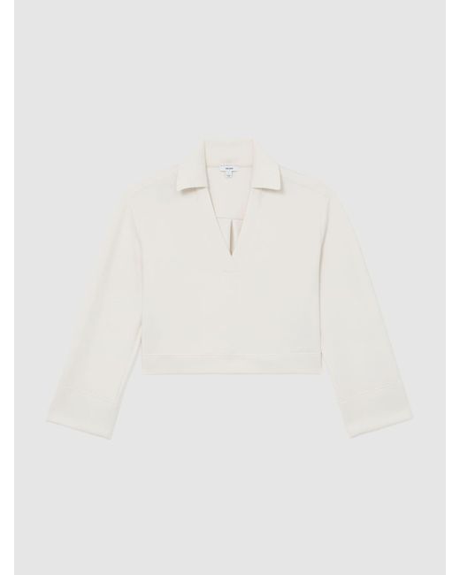 Reiss Natural Premium Interlock Open-Collar Sweatshirt