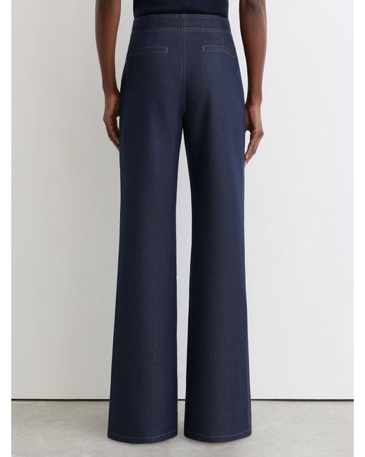 Reiss Blue Flared-Leg Denim-Look Trousers