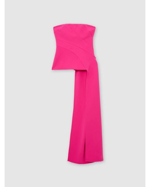 Reiss Pink Strapless Drape-Detail Structured Top