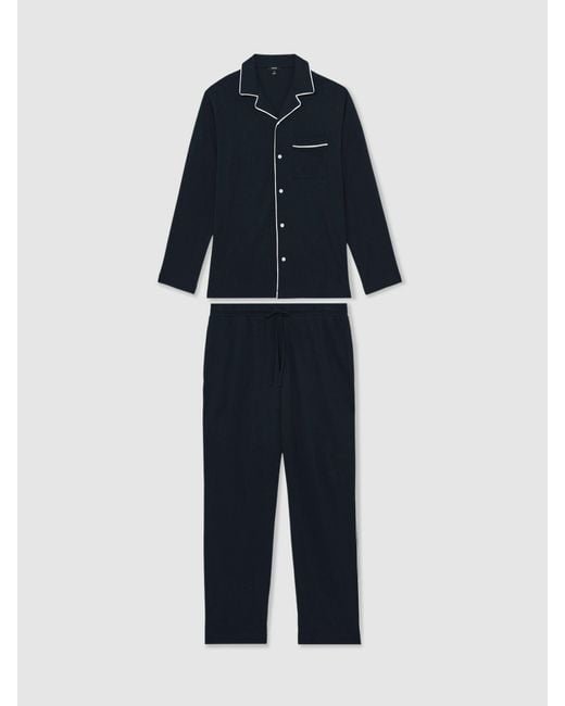 Reiss Blue Cotton Piped Pyjamas Set for men