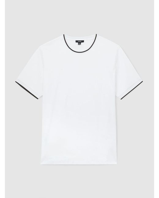 Reiss White Air-Water Cotton Tipped Tailored-Fit T-Shirt for men
