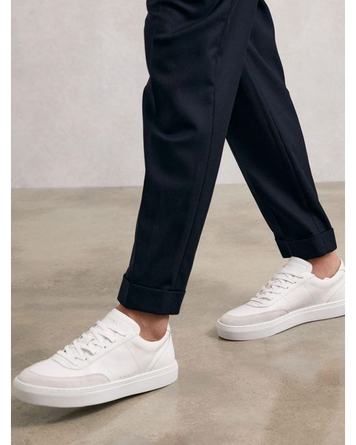 Reiss Natural Bonded-Leather Low-Top Trainers for men