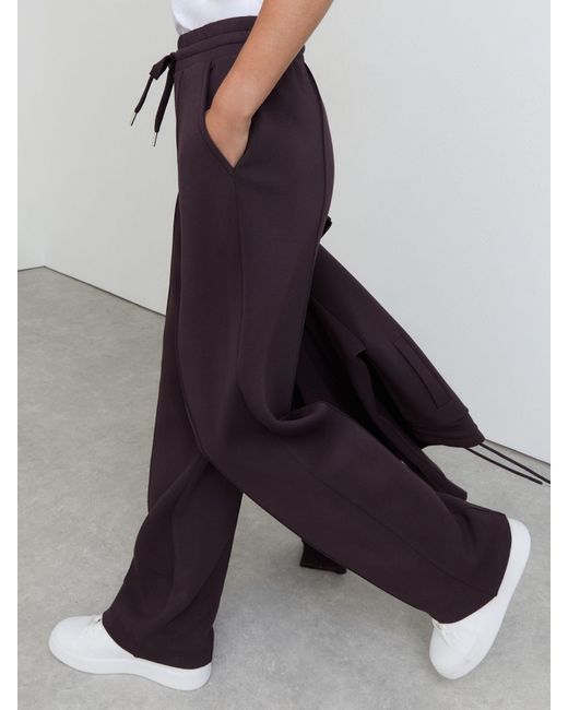 Reiss White Petite Premium Interlock Wide-Leg Joggers