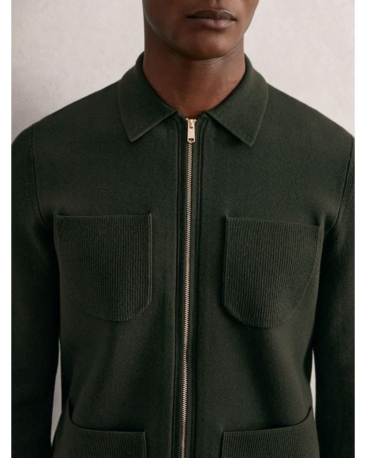 Reiss Multicolor Roberto - Forest Green Four-pocket Zip-through Cardigan, Xs for men