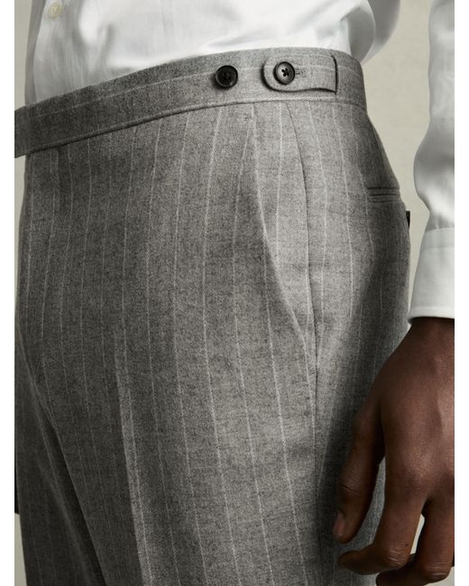 Reiss Gray Slim-Fit Pinstripe Suit Trousers for men