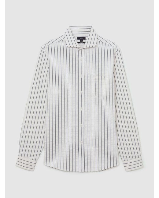 Reiss White Blend Seersucker Pinstripe Shirt Regular-Fit for men