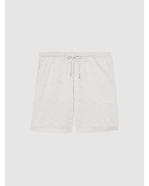 Reiss White Textured-Wave Drawstring Shorts for men