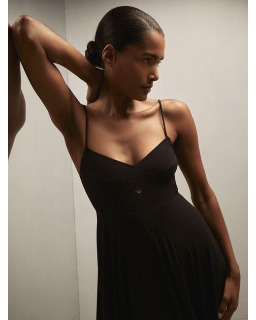 Reiss Black Royal Ballet Bustier Midi Dress