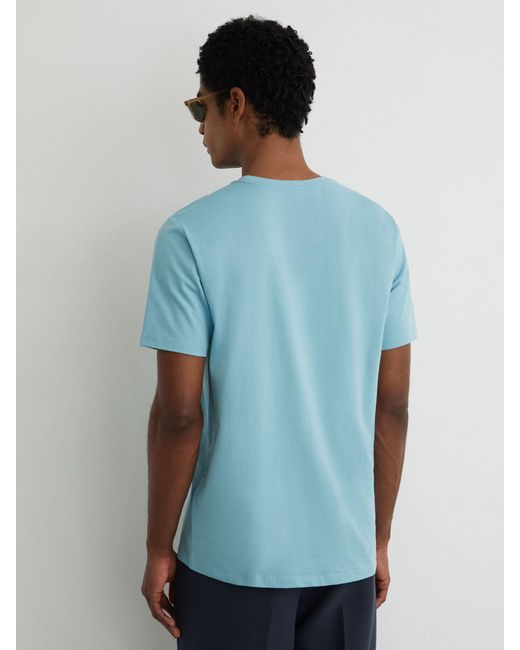 Reiss Bless - Sea Blue Cotton Crew-neck Tailored-fit T-shirt, Xl for men
