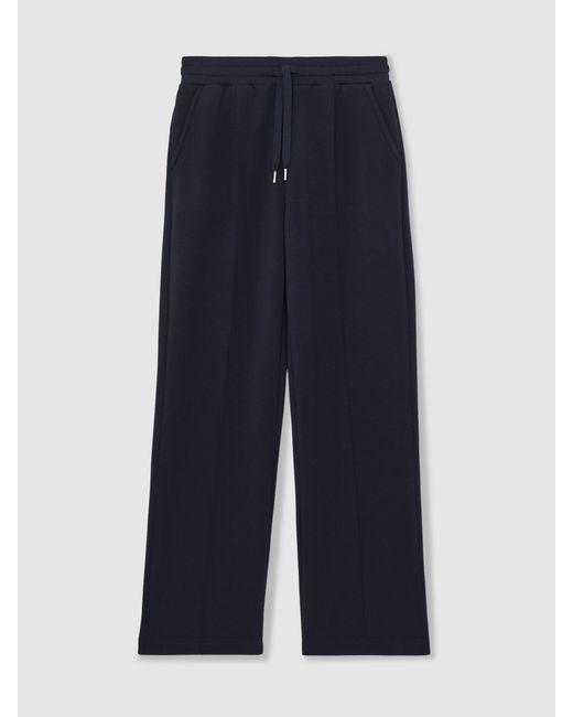 Reiss Blue Jemma Premium Interlock Wide-Leg Joggers