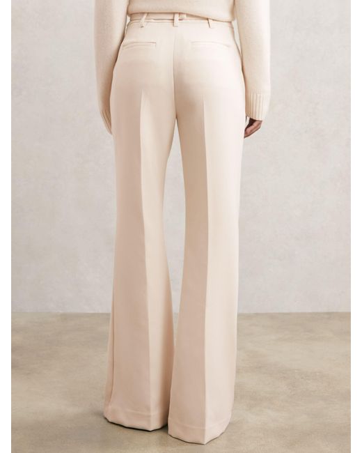 Reiss Natural Flared Knot-Hardware Belted Trousers