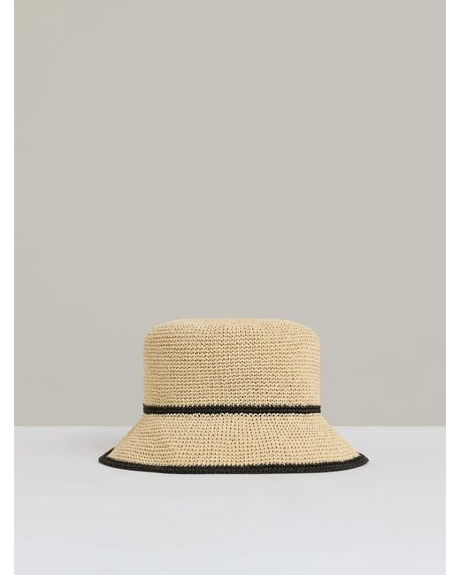 Reiss Natural Tipped Straw Bucket Hat, S & M