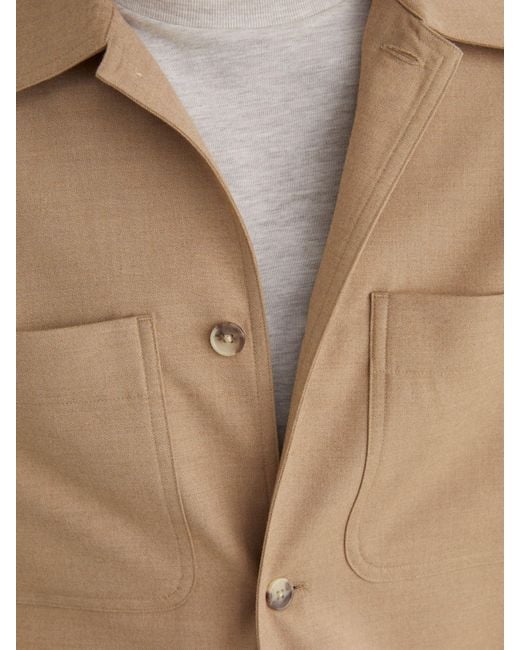 Reiss White Brushed Twin-Pocket Overshirt With Wool for men