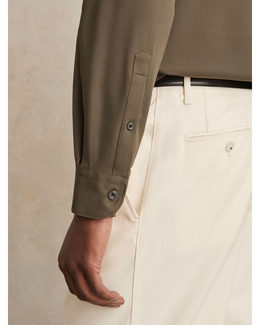 Reiss Brown Stretch Jersey Cutaway-Collar Shirt for men