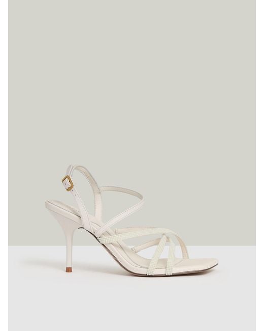 Reiss Natural Leather Beaded-Strap Stiletto Sandals
