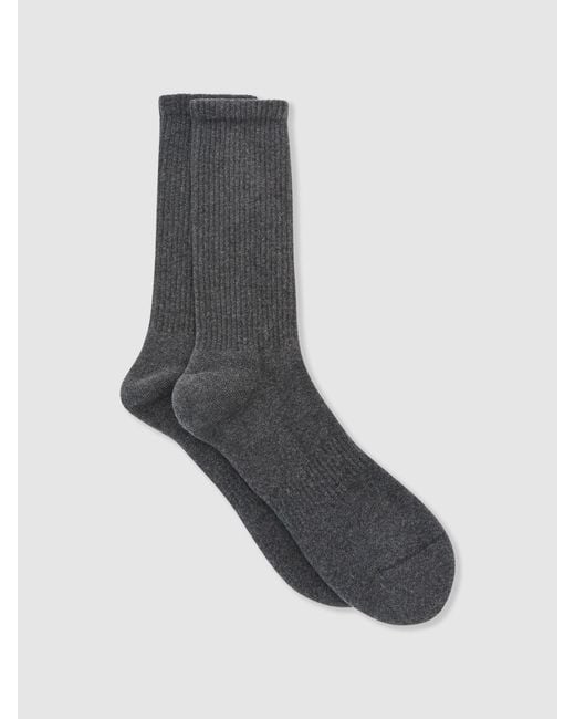Reiss Gray Cotton-Blend Ribbed Socks, S & M for men
