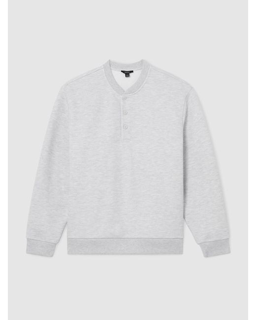 Reiss Gray Cotton-Blend Henley Sweatshirt for men