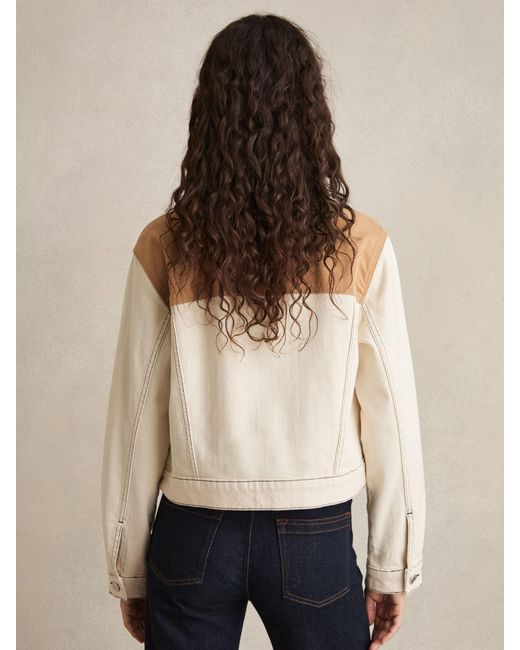 Reiss Natural Colour-Block Denim Jacket