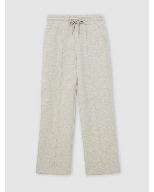 Reiss White Petite Premium Interlock Wide-Leg Joggers