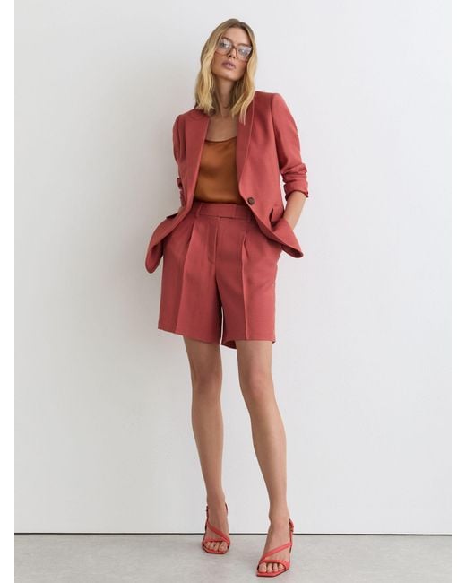 Reiss Red Burnt Jules Petite Single-Breasted Peak-Lapel Suit Blazer