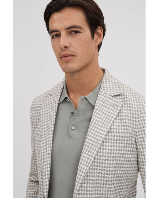 Reiss Gray Nite - Soft Grey Slim Fit Wool Blend Single Breasted Blazer for men