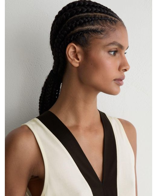 Reiss White Colour-Block V-Neck Shell Top