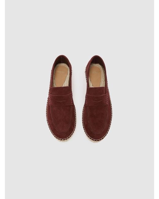 Reiss Red Suede Penny Loafer Espadrilles for men
