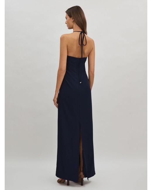 Halston Heritage Blue Embellished Maxi Dress