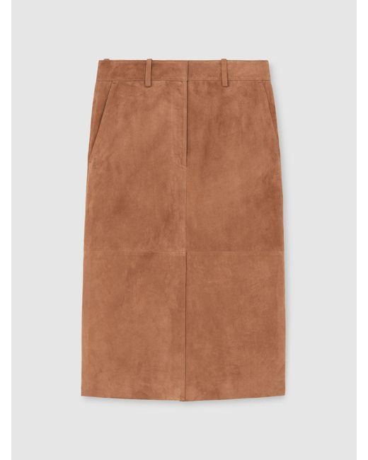 ATELIER Gray Suede Pencil Midi Skirt