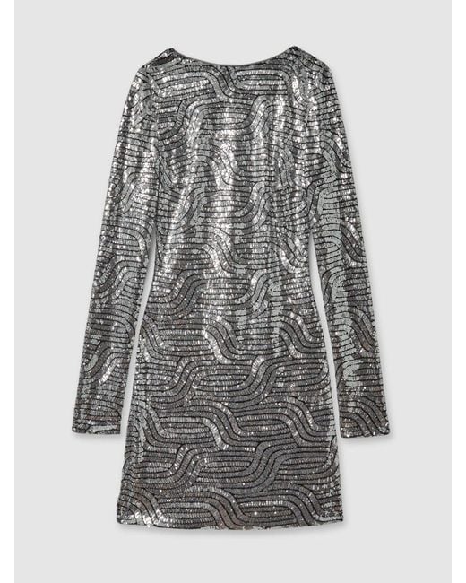 Halston Heritage Gray Sequin Mini Dress