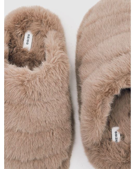 Reiss Gray Faux Fur Slippers