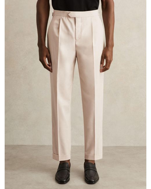 Reiss Natural Elite - Ecru Tapered Turn-up Trousers, 34 for men