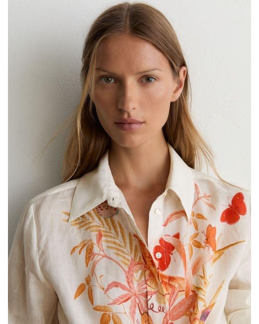 Reiss Black X Nybg Ramie Butterfly-Print Shirt