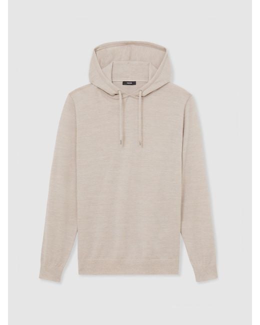Reiss Natural Holland - Stone Mouline Merino Wool Drawstring Hoodie, Xxl for men
