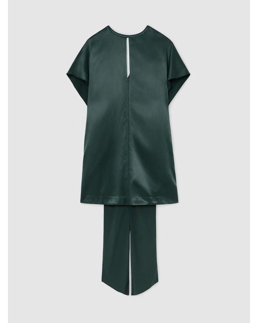 Reiss Green Satin Cape-Detail Mini Dress