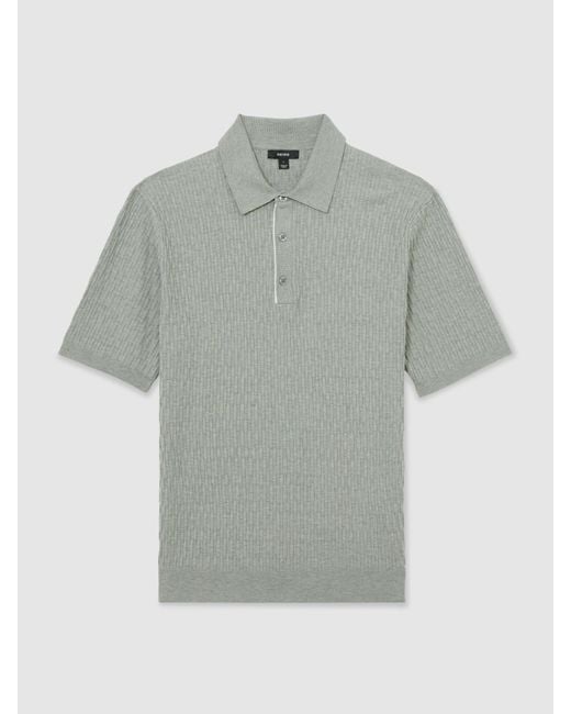 Reiss Multicolor Textured-Knit Half-Button Polo Shirt for men
