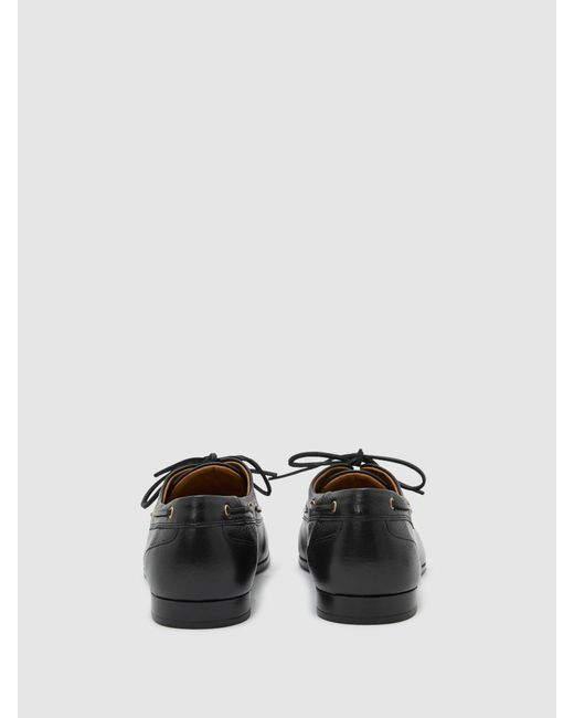 Reiss Blue Leather Low-Profile Boat Shoes for men