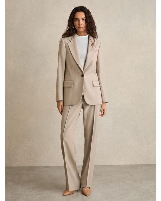 Reiss Natural Straight-Leg Textured Wool-Blend Suit Trousers