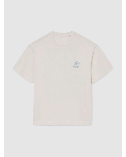 Reiss White Monogram Butter Relaxed-Fit T-Shirt for men