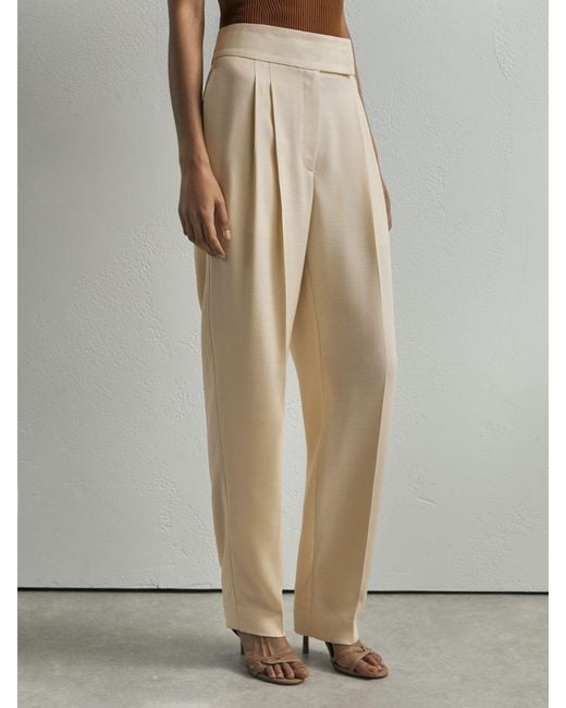 ATELIER Gray Woven Tapered Pleated Trousers