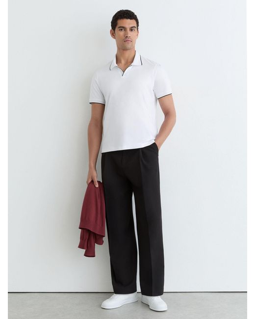 Reiss White Air-Water Cotton Tipped Polo Shirt for men