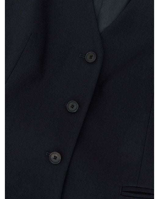 Reiss Blue Petite Wool-Blend Single-Breasted Suit Blazer