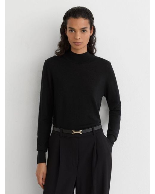 Reiss Rina - Black Ultra-soft Merino Wool High-neck Jumper, L (us 12-14)