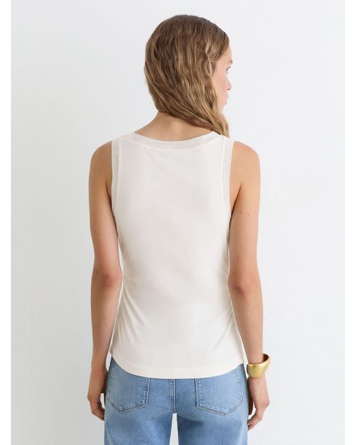 Reiss Blue Cotton Sheer-Trim Ruched Vest