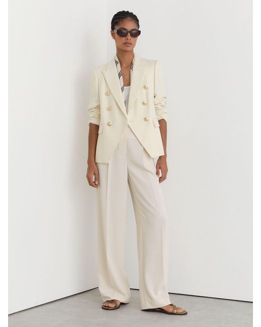 Reiss Natural Tailored Fit Textured Double Breasted Blazer