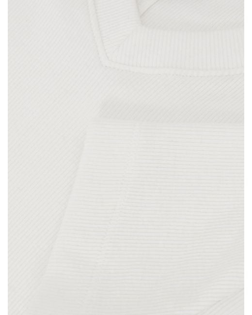 Reiss White Cotton-Stretch High V-Neck T-Shirt