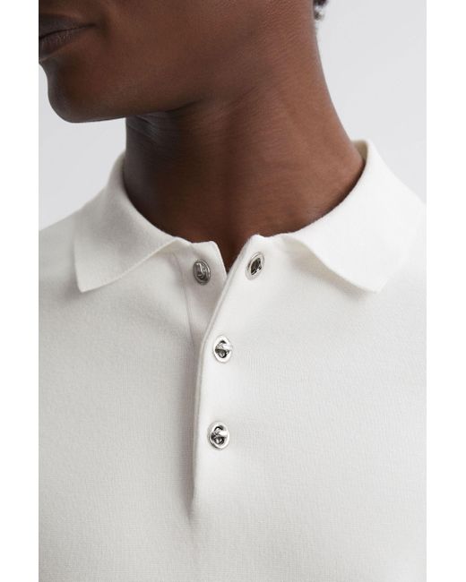 Reiss White Sharp - Ecru Long Sleeve Polo Shirt for men