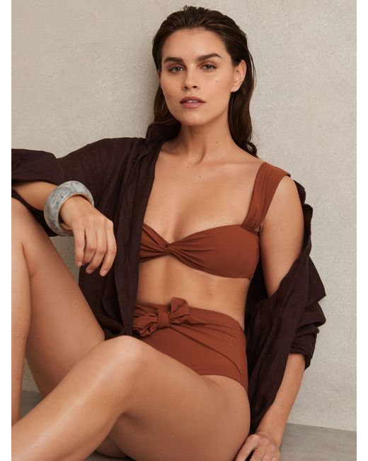 Reiss Brown Twist Front Bikini Top