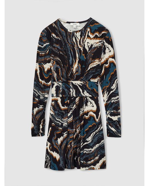 Reiss Natural Abstract Print Tie-Waist Mini Dress