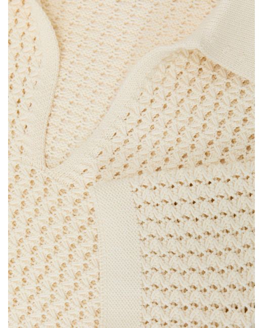 Reiss Natural Crochet Open-Collar Polo Shirt for men